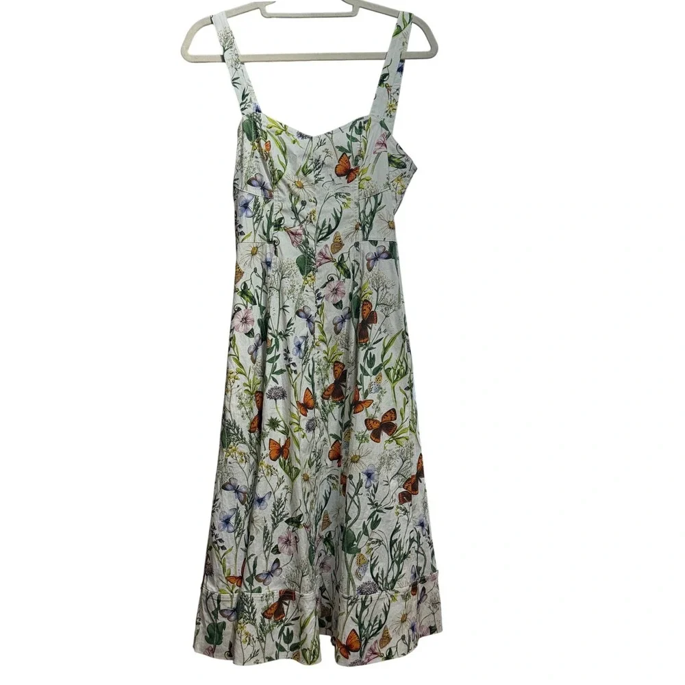 NEW Avec Les Filles Botanical Butterfly Floral Midi Sundress Sz 6 - Picture 6 of 16
